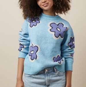 Brand new AE 90s chunky flower crewneck sweater